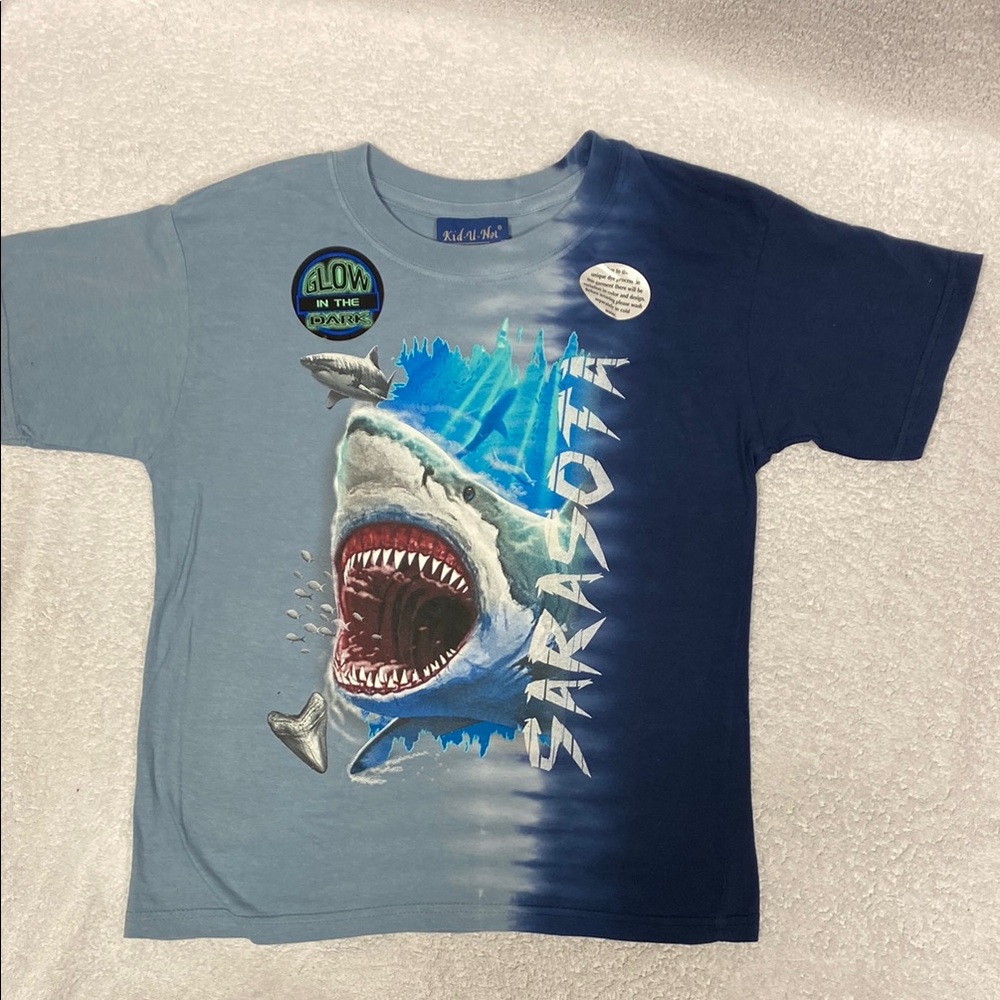 NWT kid-u-not tie dye glow in the dark shark t-shirt tee cotton medium